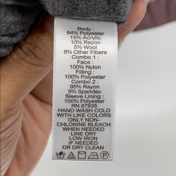 LOGO by Lori Goldstein Mauve Camo Quilted jacket fleece warm size 12 wool blend - Picture 6 of 6